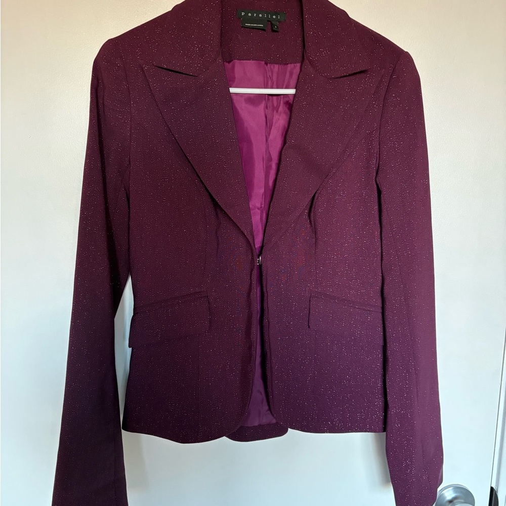 Parallel Plum purple Shimmer Evening Blazer | Size 2